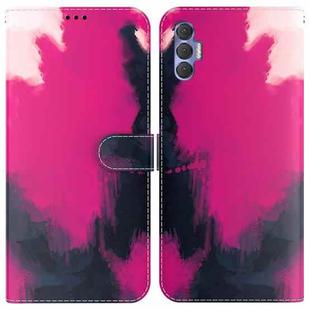 For Tecno Spark 8P Watercolor Pattern Horizontal Flip Leather Phone Case(Berry Color)