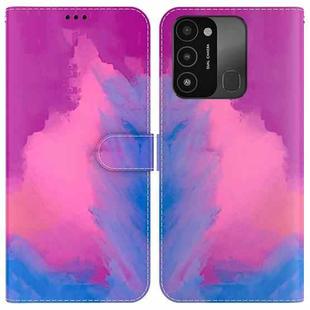 For Tecno Spark Go 2022 / Spark 8C Watercolor Pattern Horizontal Flip Leather Phone Case(Purple Red)