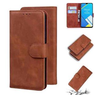 For OPPO A1K/Realme C2 Skin Feel Pure Color Flip Leather Phone Case(Brown)