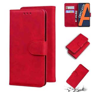 For OPPO A3S/Realme C1/A12E Skin Feel Pure Color Flip Leather Phone Case(Red)