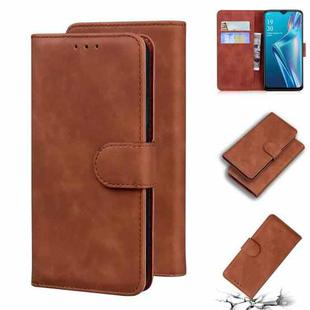 For OPPO A5S/AX5S/A12/A11K Skin Feel Pure Color Flip Leather Phone Case(Brown)