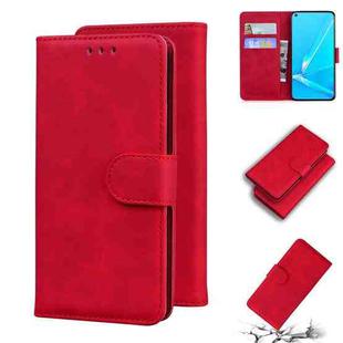 For OPPO A52/A92/A72 Skin Feel Pure Color Flip Leather Phone Case(Red)