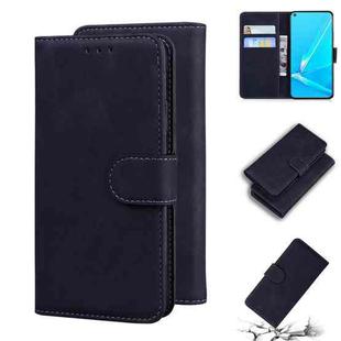 For OPPO A52/A92/A72 Skin Feel Pure Color Flip Leather Phone Case(Black)