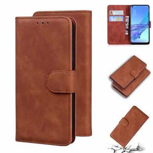 For OPPO A53/A33 Skin Feel Pure Color Flip Leather Phone Case(Brown)