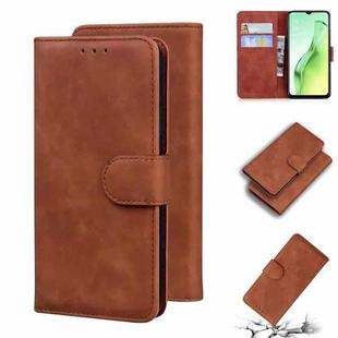 For OPPO A8/A31 2020 Skin Feel Pure Color Flip Leather Phone Case(Brown)