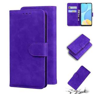 For OPPO A15/A15S Skin Feel Pure Color Flip Leather Phone Case(Purple)