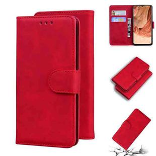 For OPPO A73/F17 Skin Feel Pure Color Flip Leather Phone Case(Red)