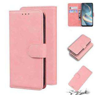 For OPPO A92S/Reno4 Z 5G Skin Feel Pure Color Flip Leather Phone Case(Pink)