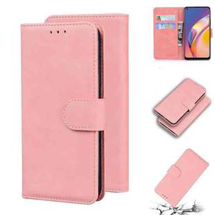 For OPPO A94 4G/F19 Pro/Reno5 F Skin Feel Pure Color Flip Leather Phone Case(Pink)