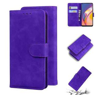 For OPPO A94 4G/F19 Pro/Reno5 F Skin Feel Pure Color Flip Leather Phone Case(Purple)