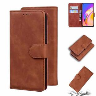 For OPPO A94 5G/F19 Pro+ 5G/Reno5 Z Skin Feel Pure Color Flip Leather Phone Case(Brown)