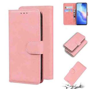 For OPPO Find X3 Neo/Reno5 Pro+ 5G Skin Feel Pure Color Flip Leather Phone Case(Pink)