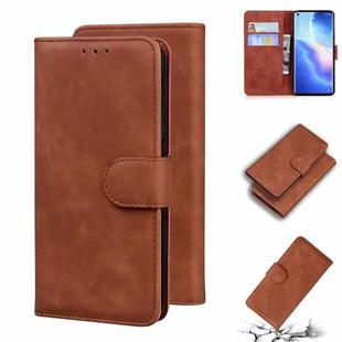 For OPPO Find X3 Neo/Reno5 Pro+ 5G Skin Feel Pure Color Flip Leather Phone Case(Brown)