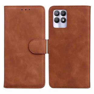 For OPPO Realme 8i Skin Feel Pure Color Flip Leather Phone Case(Brown)