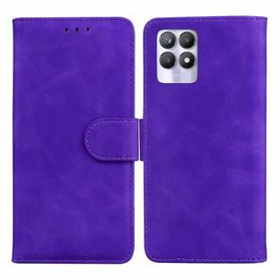 For OPPO Realme 8i Skin Feel Pure Color Flip Leather Phone Case(Purple)