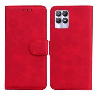 For OPPO Realme 8i Skin Feel Pure Color Flip Leather Phone Case(Red)