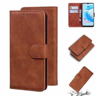 For OPPO Realme C20 Skin Feel Pure Color Flip Leather Phone Case(Brown)