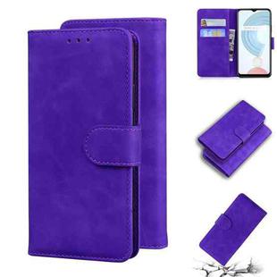 For OPPO Realme C21 Skin Feel Pure Color Flip Leather Phone Case(Purple)