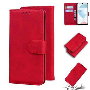 For OPPO Realme C21 Skin Feel Pure Color Flip Leather Phone Case(Red)