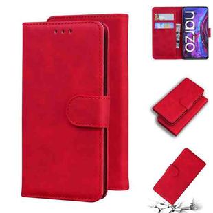 For OPPO Realme Narzo 30 Pro 5G/V5 Skin Feel Pure Color Flip Leather Phone Case(Red)