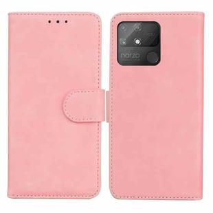 For OPPO Realme Narzo 50A Skin Feel Pure Color Flip Leather Phone Case(Pink)