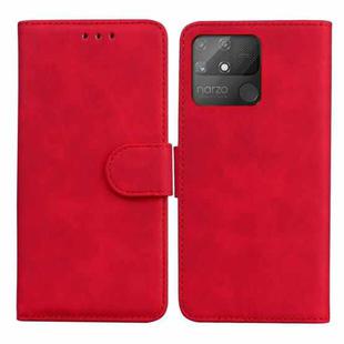 For OPPO Realme Narzo 50A Skin Feel Pure Color Flip Leather Phone Case(Red)