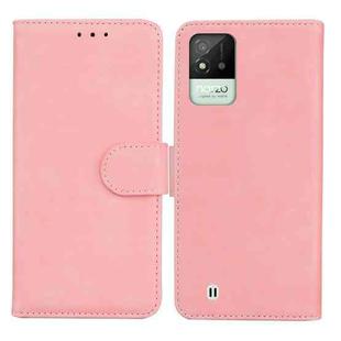 For OPPO Realme Narzo 50i Skin Feel Pure Color Flip Leather Phone Case(Pink)