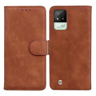 For OPPO Realme Narzo 50i Skin Feel Pure Color Flip Leather Phone Case(Brown)