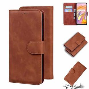 For OPPO Realme X7 5G (India)/V15 5G Skin Feel Pure Color Flip Leather Phone Case(Brown)