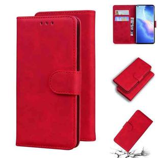 For OPPO Reno5 Pro 5G Skin Feel Pure Color Flip Leather Phone Case(Red)