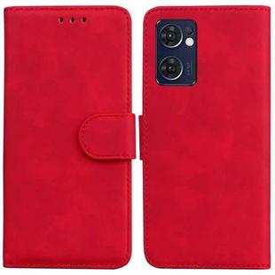 For OPPO Reno7 5G (Taiwan)/Find X5 Lite Skin Feel Pure Color Flip Leather Phone Case(Red)