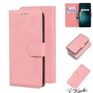 For OPPO Realme 5/5S/6i/5i/Narzo 10/Narzo 10A Skin Feel Pure Color Flip Leather Phone Case(Pink)