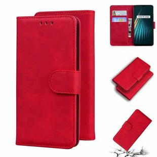 For OPPO Realme 5/5S/6i/5i/Narzo 10/Narzo 10A Skin Feel Pure Color Flip Leather Phone Case(Red)