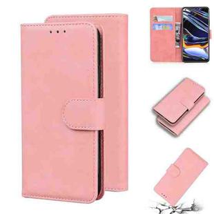 For OPPO Realme 7 Pro Skin Feel Pure Color Flip Leather Phone Case(Pink)