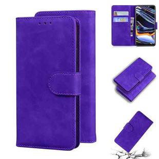 For OPPO Realme 7 Pro Skin Feel Pure Color Flip Leather Phone Case(Purple)