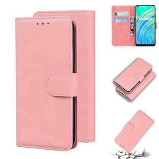 For OPPO Realme 7I/Realme C17 Skin Feel Pure Color Flip Leather Phone Case(Pink)