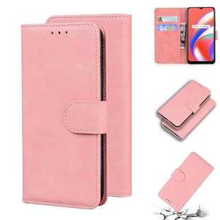 For OPPO Realme C12/Realme Narzo 20 Skin Feel Pure Color Flip Leather Phone Case(Pink)