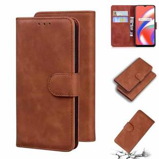 For OPPO Realme C12/Realme Narzo 20 Skin Feel Pure Color Flip Leather Phone Case(Brown)