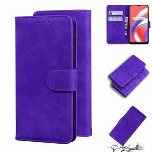 For OPPO Realme C12/Realme Narzo 20 Skin Feel Pure Color Flip Leather Phone Case(Purple)