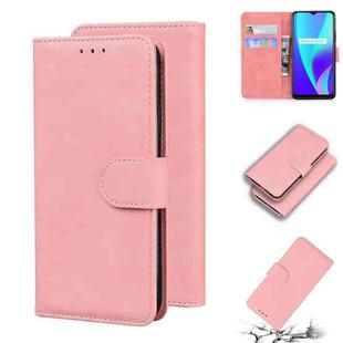 For OPPO Realme C15 Skin Feel Pure Color Flip Leather Phone Case(Pink)