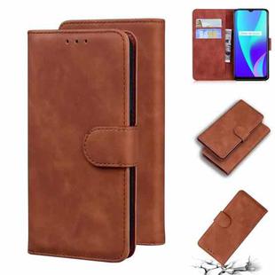 For OPPO Realme C15 Skin Feel Pure Color Flip Leather Phone Case(Brown)