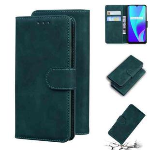 For OPPO Realme C15 Skin Feel Pure Color Flip Leather Phone Case(Green)