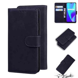 For OPPO Realme C15 Skin Feel Pure Color Flip Leather Phone Case(Black)