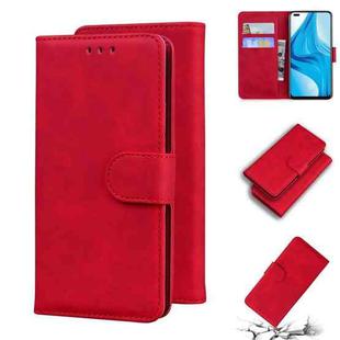 For OPPO Reno4 Lite/F17 Pro/A93/Reno4 F Skin Feel Pure Color Flip Leather Phone Case(Red)