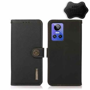 For OPPO Realme GT Neo3 KHAZNEH Custer Genuine Leather RFID Phone Case(Black)