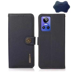 For OPPO Realme GT Neo3 KHAZNEH Custer Genuine Leather RFID Phone Case(Blue)