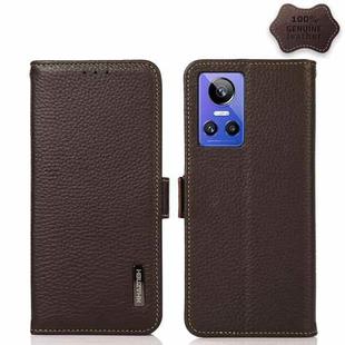 For OPPO Realme GT Neo3 KHAZNEH Side-Magnetic Litchi Genuine Leather RFID Phone Case(Brown)