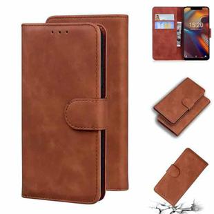 For UMIDIGI A3/A3 Pro Skin Feel Pure Color Flip Leather Phone Case(Brown)