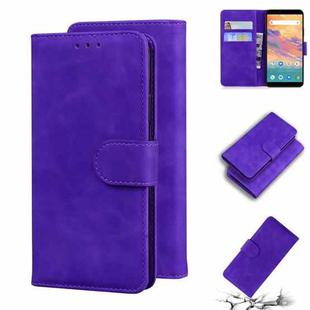 For UMIDIGI A3s Skin Feel Pure Color Flip Leather Phone Case(Purple)