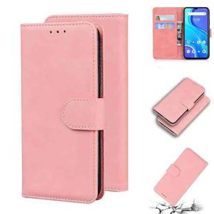 For UMIDIGI A7S Skin Feel Pure Color Flip Leather Phone Case(Pink)